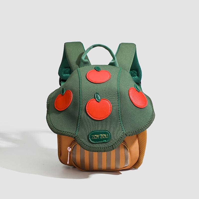 Shaped Backpack Mushroom Apple Printed Schoolbag Leather Material Bag Kids Gift