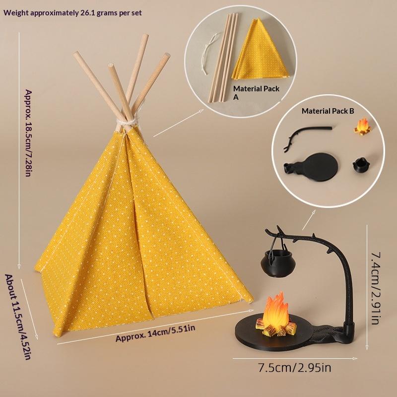 1:12 Scale Camping Tent Model Decoration Simulated Outdoor Tent Ornament Miniature Scene Accessories Doll Small Tent Toy