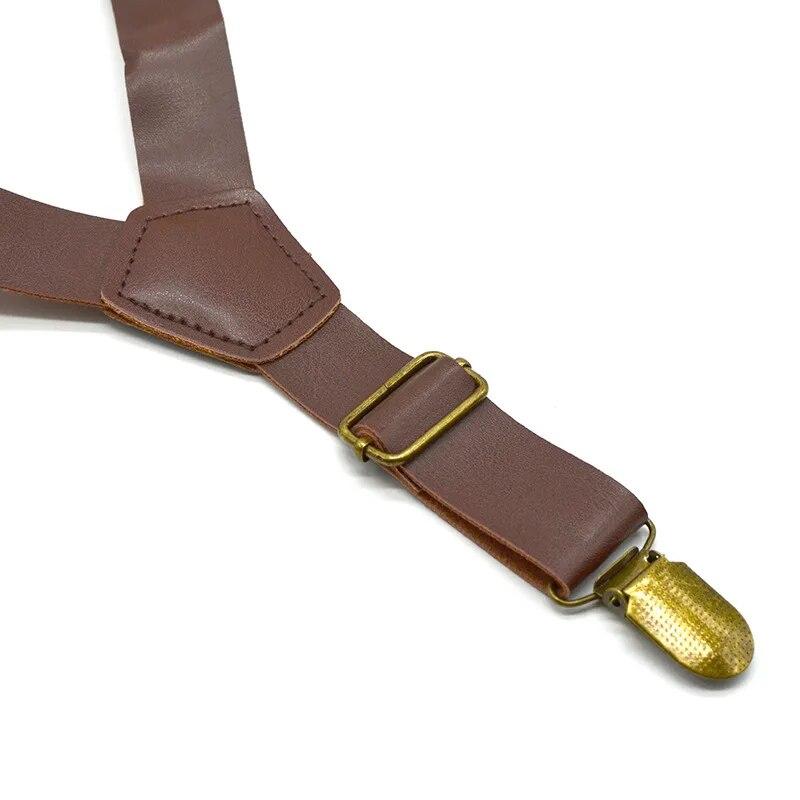 Children Bow-knot British Retro Style PU Leather Suspenders Clips Baby Kids Bow Tie Set Boys Adjustable Wedding Ties Accessories