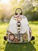 Ethnisch inspirierter Canvas-Rucksack für Damen mit Stickerei und Quasten für den täglichen Gebrauch