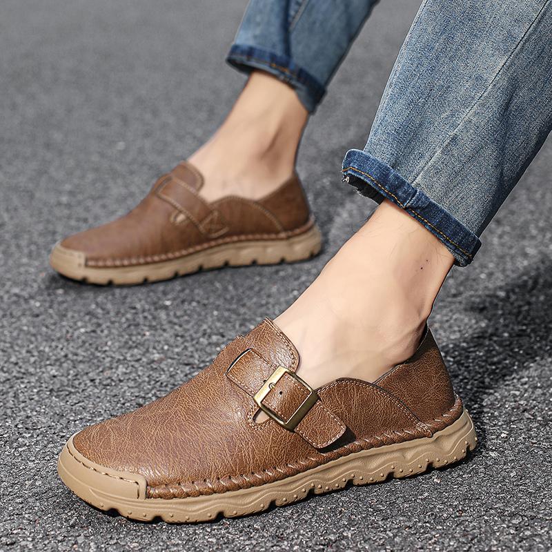 Handmade Casual Leather Shoes Moccasins Men Flats Shoes Large Size 39-48