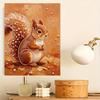 Cute Squirrel Autumn Leaf 5D Pearl Painting Kit with Frame DIY Sparkling Bead Canvas Art Relaxing Craft for Home Wall Room Decor