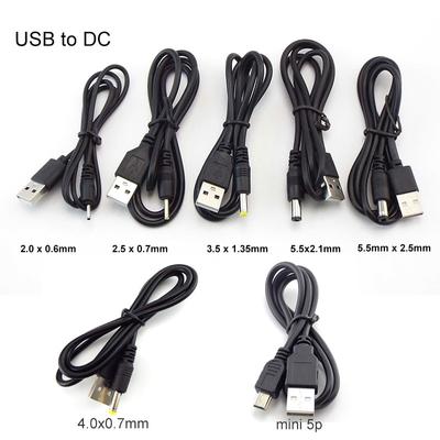 USB Type A Male To DC 5.5 2.1 2.5 2.0 3.5x1.35 4.0x1.7 Mm Male Mini 5pin Power Supply Plug Jack Extend Charging Cable Connector