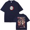 Anime Demon Slayer Rengoku Kyoujurou Double Sided Print T-shirt Summer Men Women Casual Oversized Tshirt Male Vintage T Shirts