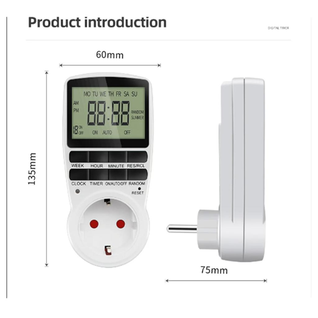 Elektronischer Digitaler Timer Küchentimer Steckdose 230V 110V 12/24 Stunden Zyklische Steckdose Programmierbare Zeitschaltung EU FR US UK AU Stecker