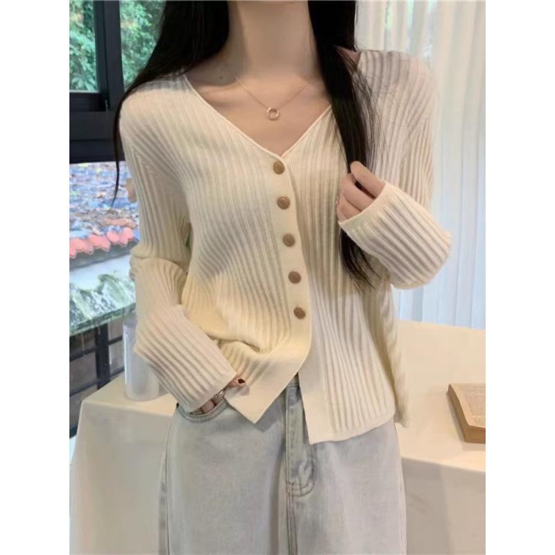 1116 Autumn long-sleeved knitted sweater collar jacket cardigan lazy and thin top with women's design sweater