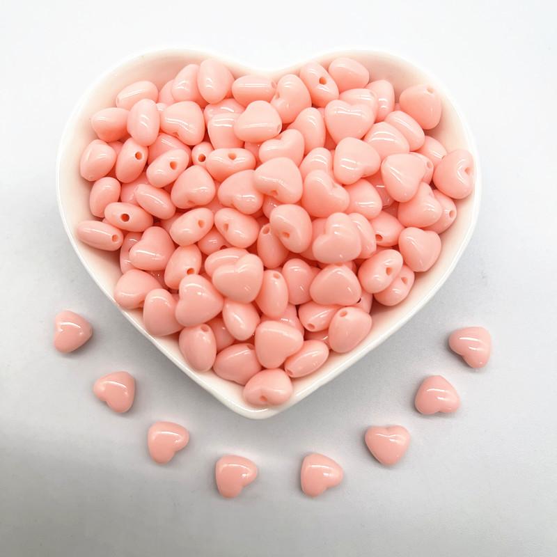 50pcs/lot 10mm Colourful Heart Shape Acrylic Loose Spacer Beads for Jewelry Making DIY Handmade Accessories