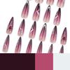 24 Pieces Europe and The United States Wear Long Nail Pointed Fake Nails Spice Girl Flash Diamond Dark Gradual Change Nail Patch