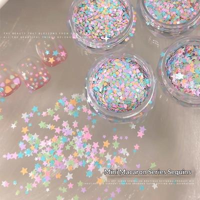 Macaron Nail Art Glitzer Pailletten Niedliche Stern Herz Formen Nageldekoration Für Zuhause DIY Nagelstudio Verwendung