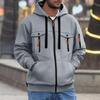 Men's Casual Athletic Jacket with Hood and Zipper, Multi-Pockets, Long Sleeve, for Fall