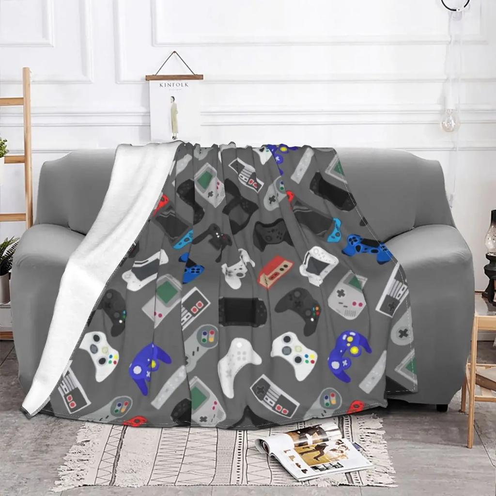 Video Game Controller Blanket Coral Fleece Plush Textile Decor Gameboy Multifunction Soft Throw Blankets Sofa Travel Bedspread