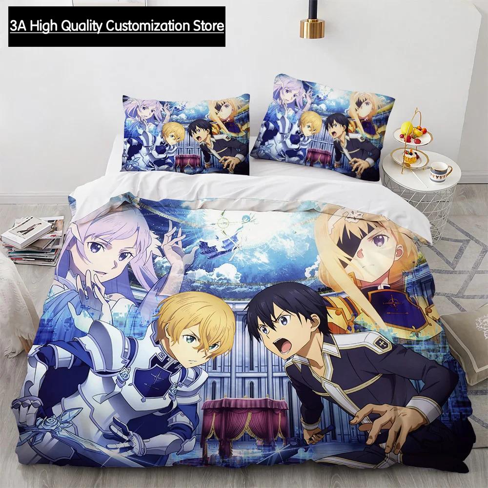 Sword Art Online Bedding Set Anime Duvet Covers King Queen Double Twin Size Adults Boys Bed Linens Single Double Size Decor Home