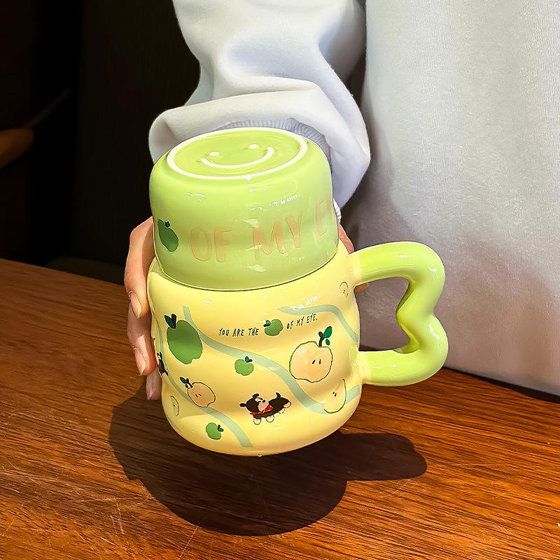 Căniță Cățeluș Măr Fierbător Model Nou Foarte Drăguț Cuplu Fete Acasă Cămin Cupă Ceramică