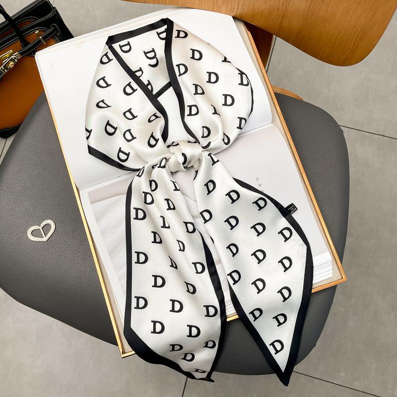 Luxury Long Silk Scarf Female Floarl Print Thin Narrow Scarf Bag Hair Band Ribbon Scarfs Women Neckerchief 15*150cm