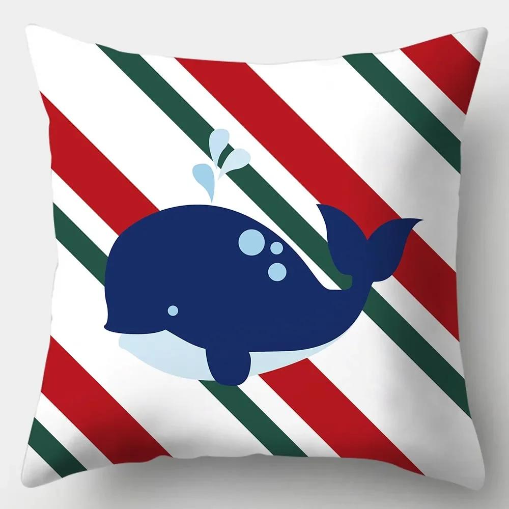 Home Decor Sailor Style Pillowcase Square Sofa  Marine Theme Printed Cushion Cover for Bedroom Living Room X