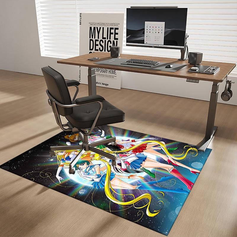 1pc Sailor Moon Anime Chair Mat - Office Desk Pad with Sailor Scout Design, Non-Slip Carpet for Home Decor, Suitable for All Seasons, Perfect Gift Ide