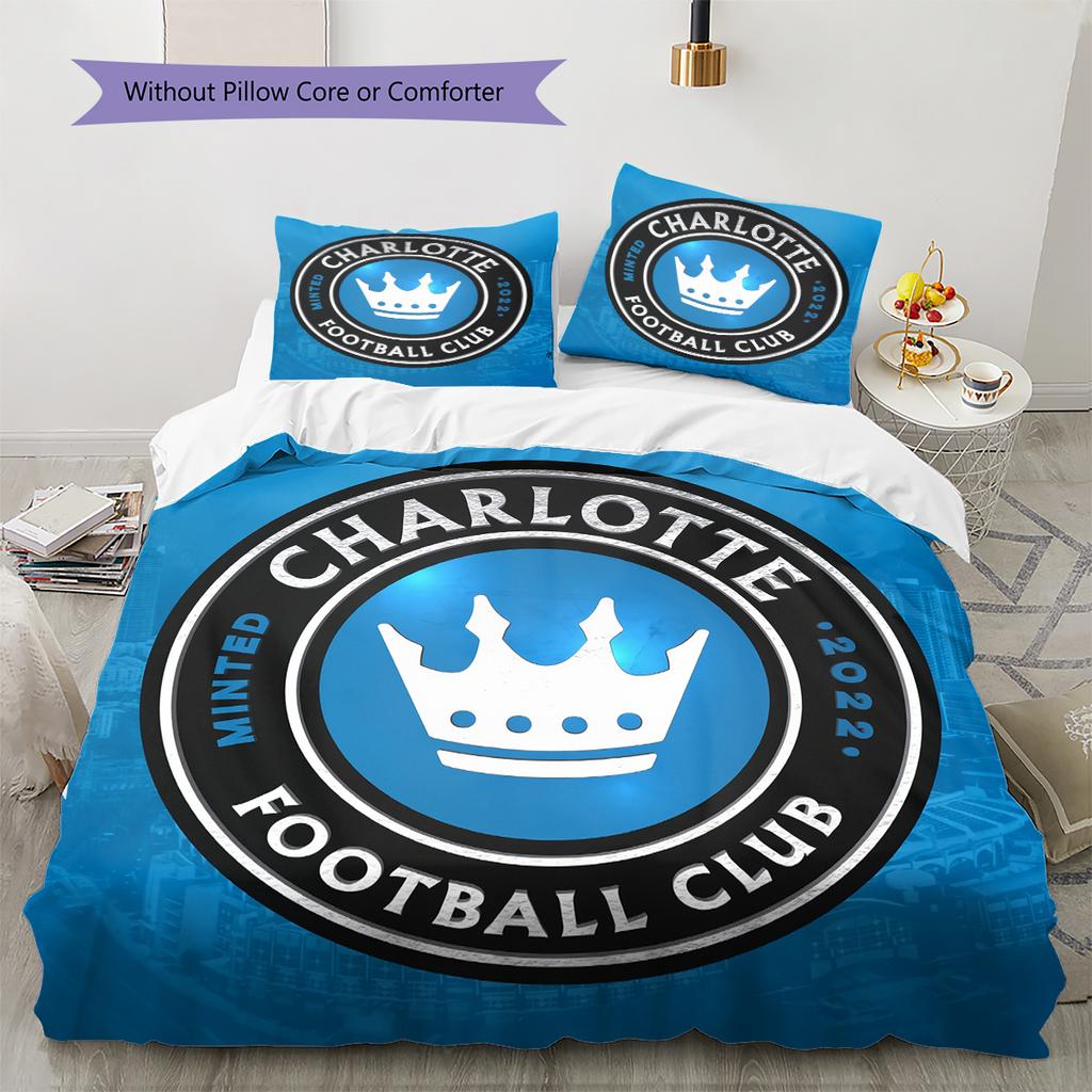 Charlotte FC Pattern Bedding Home Decoration Birthday Gift (1 * duvet cover + 2 * pillowcase, without core)