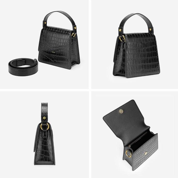 [JW PEI] Fae Handbag - Black Crocodile Emboss 18.8cm x 17.5cm x 8cm