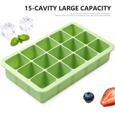 Silicone Ice Cube Tray 15 Cavity Flexible Mould with Lid for Freezer Drinks and Baby Food