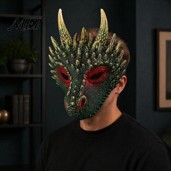 Breathable Cosplay Props for Adults Dragon Masque Adults, Halloween 3D Detailed Comic Exhibition Headgear Full Face Festival, Carnival Masquerade