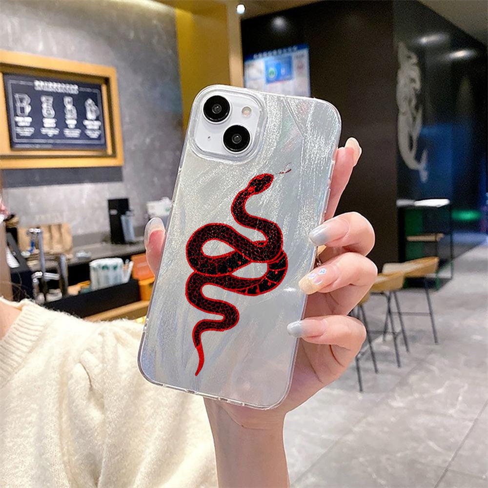 N73 Black Gold Snake Design Clear Frame Case for Samsung S25 Ultra iPhone 16 Pro Max Xiaomi Redmi Note 13 Feather Chiffon Texture Silver Plated Cover