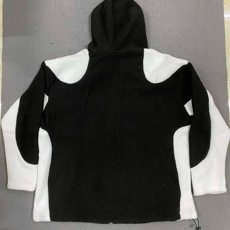 European and American color blocking personalized high street zipper plush hoodie