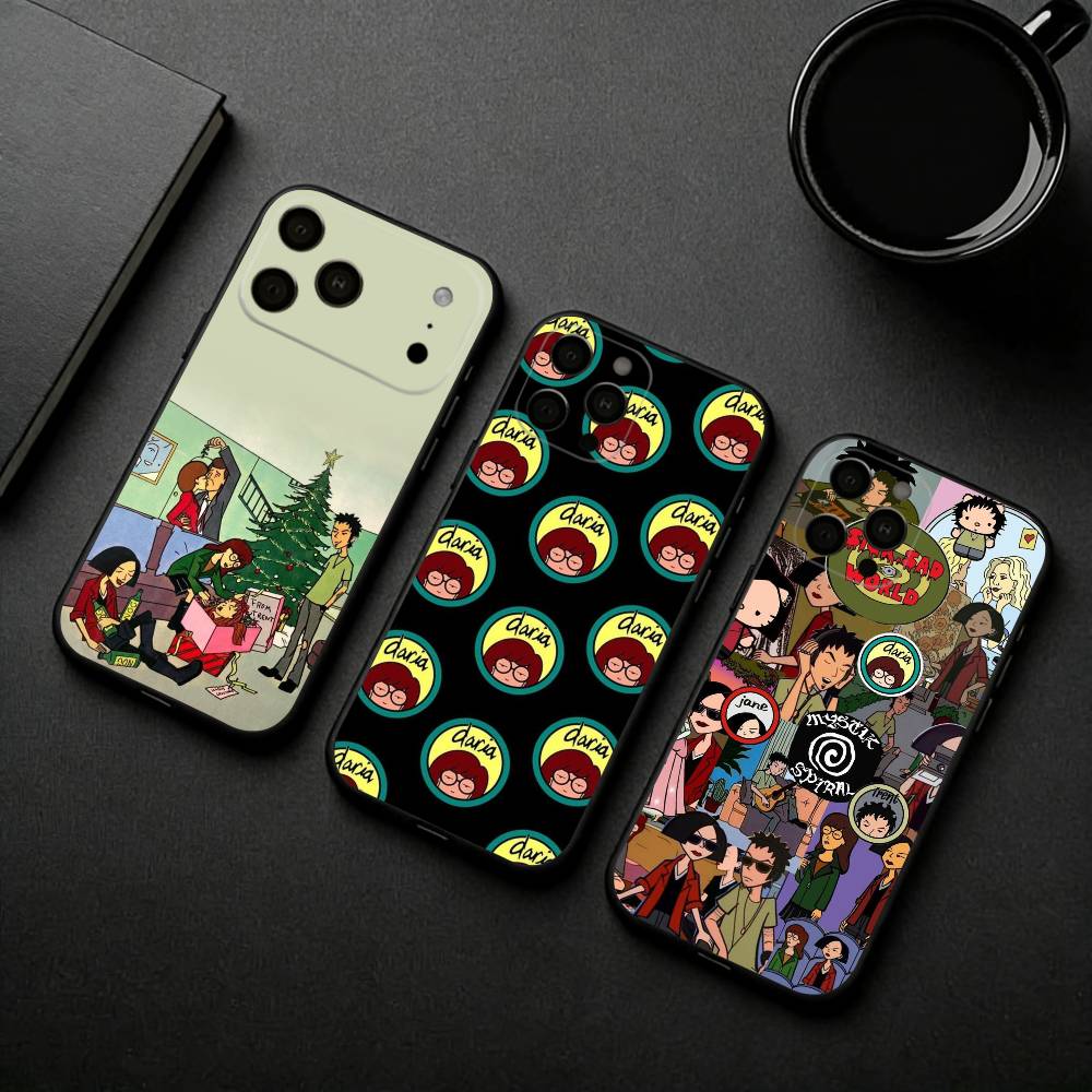 Daria Cool Girl Fashion Phone Case For iPhone 17pro,16,15,14,13,12,11 Plus,Pro Max,XS,Soft Silicone Black Cover