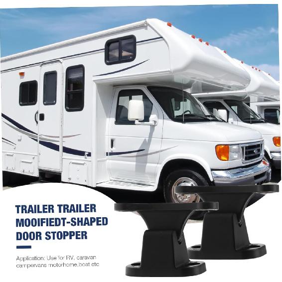 2pcs RV Door Holder Black T-Shaped Nylon Retainer Kit Camper Door Latch Stop Catch for RV Motorhome Trailer Easy Installation Accessories