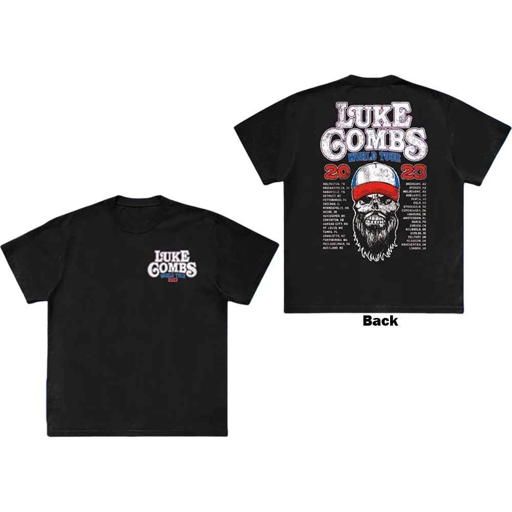 Luke Combs Tour 23 Skull T-Shirt Black New XXXL