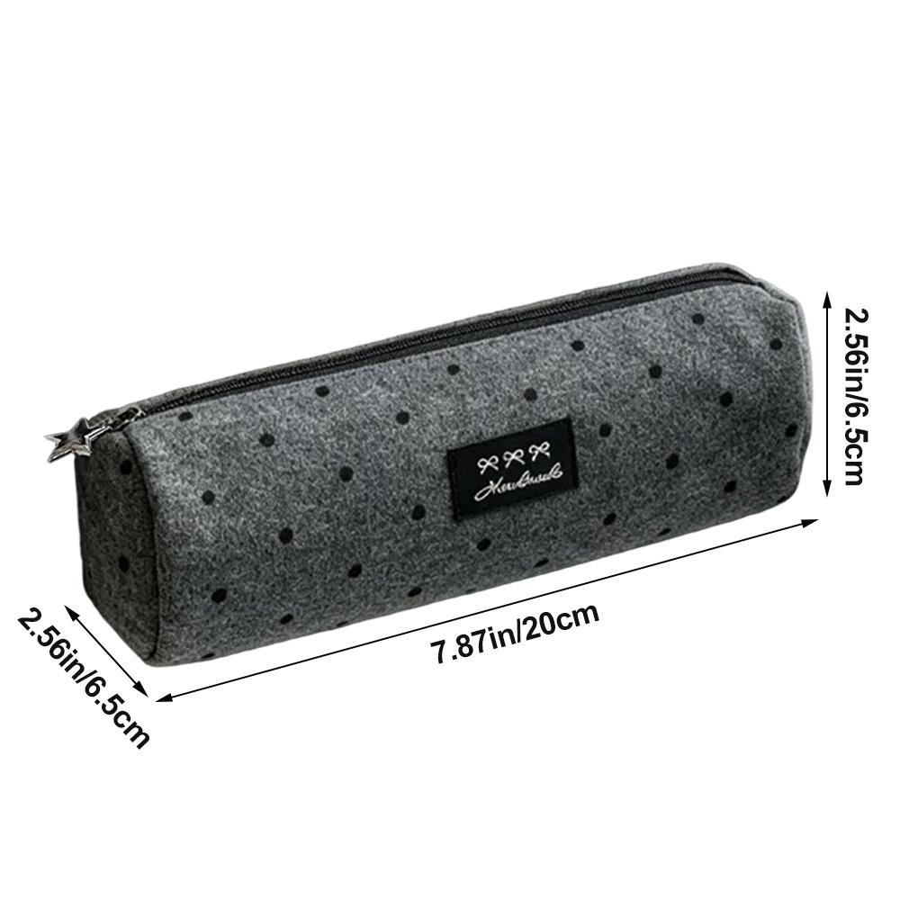 

INS Gray Pencil Case Polka Dot Large Capacity Pencil Pouch Zipper Design Stationery Organizer Pen Bag Students