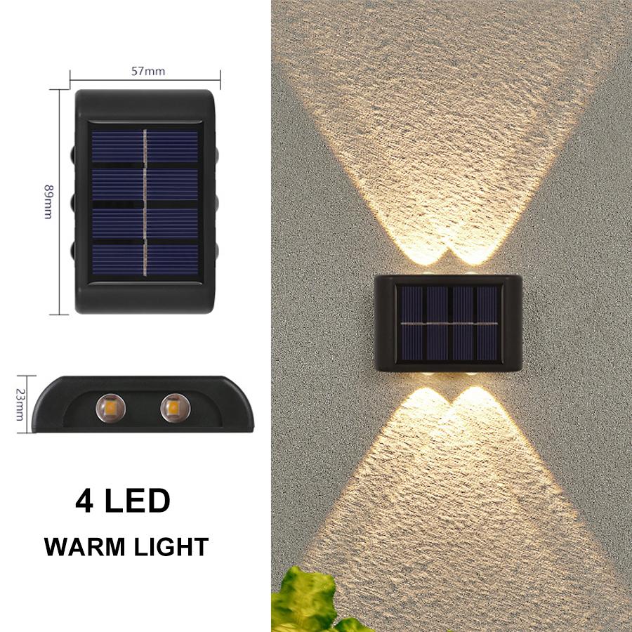4/6/8/10LEDs Solar Wall Lamp Yard Street Decor Light Outdoor Waterproof Up and Down Luminous Lighting Garden Landscape Lamp