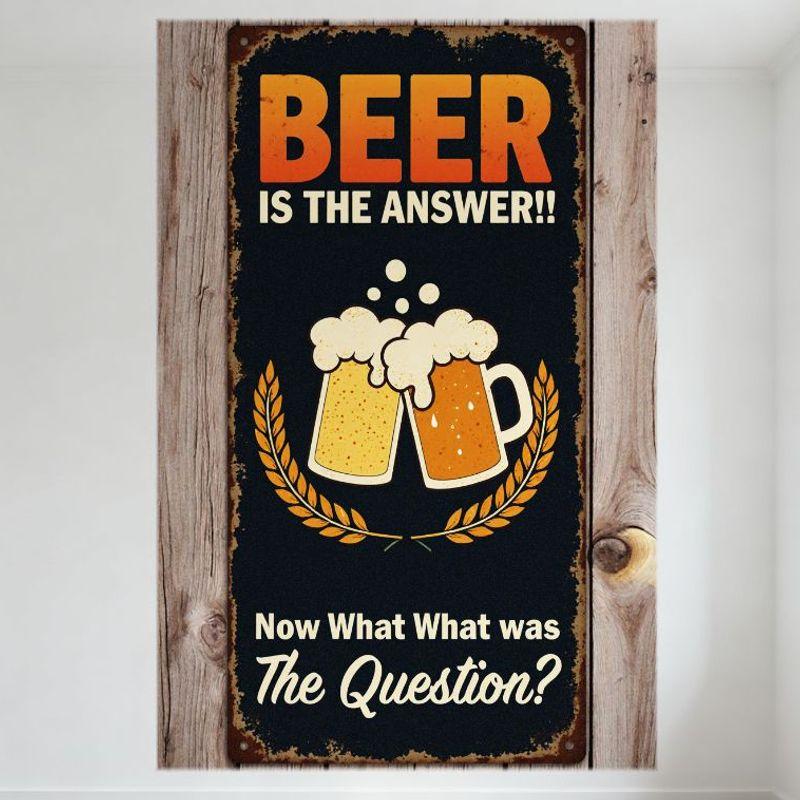 

Vintage Beer Themed Metal Tin Sign Dark Blue Black Background Beer Mugs Clinking Wheat Design Rustic Retro Pub Bar Home Decor 20x30cm（7.8x11.8inch）