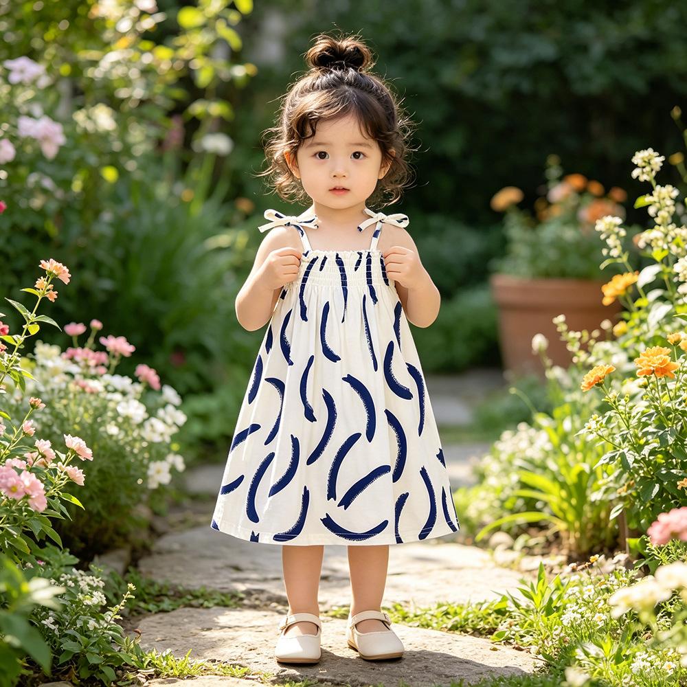 Girls Summer Strap Dress Floral Beach Princess Kids Dress