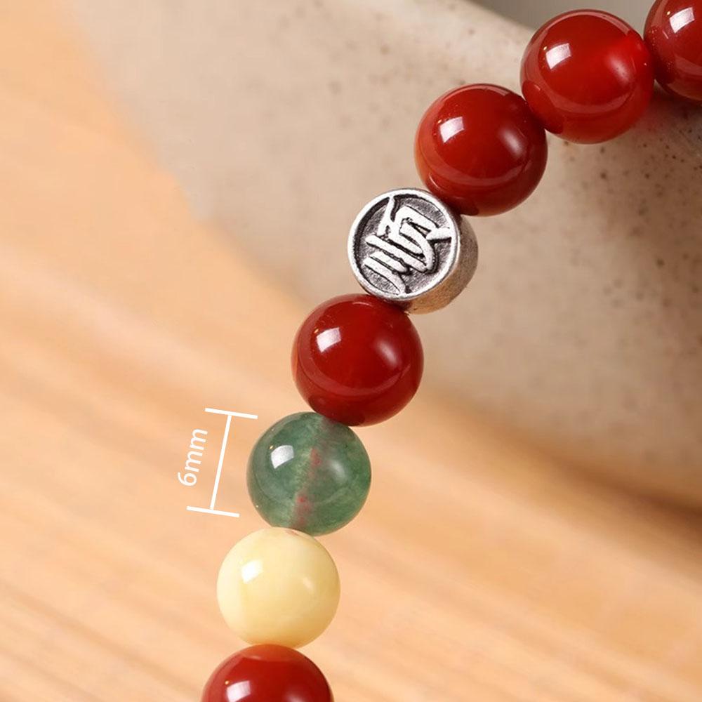 VENTFILLE 925 Sterling Silve Red Agate Bracelet for Women Jade Letter Retro Bead Ethnic Jewelry Birthday Gift Dropshipping