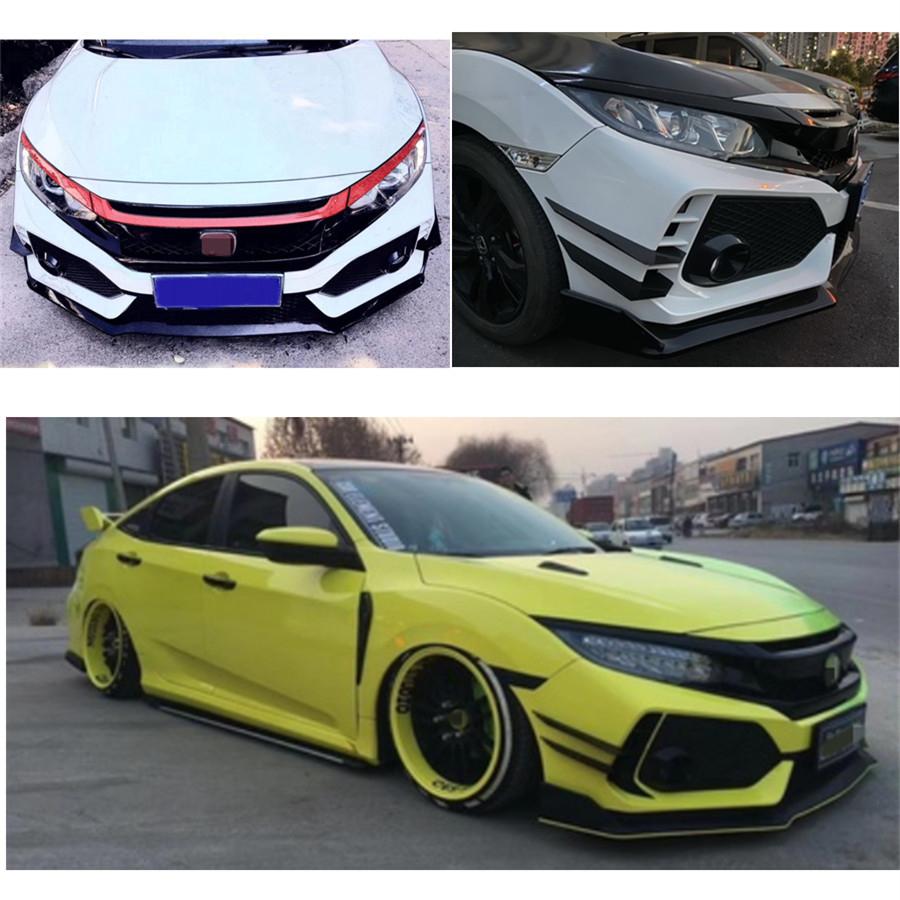 4Pcs Front Bumper Splitter Fins for Honda Civic TYPE R 2016-2021 Carbon