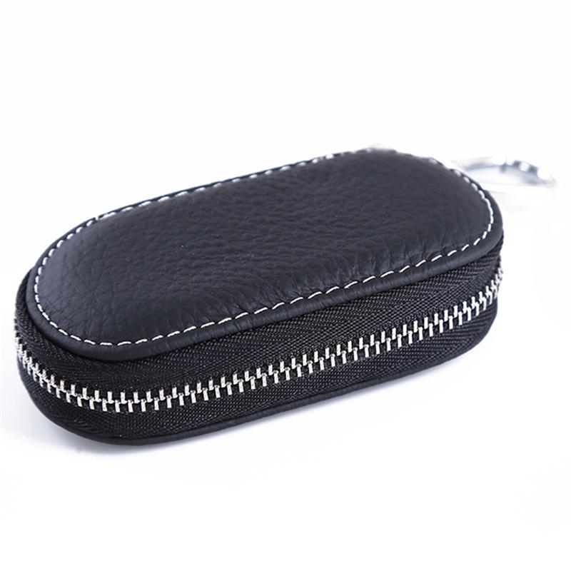 Men Key Holder Housekeeper Leather Car Key Wallets Keys Organizer Women Keychain Covers Zipper Key Case Bag Unisex Pouch Purse