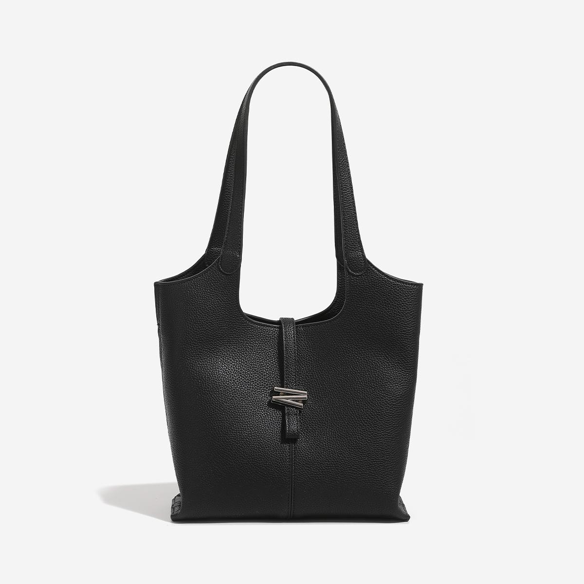 

Relaxing Wind Chime Series Litchi Pattern Tote Women s Bag New Simple Commuter Large Capacity Shoulder Bag