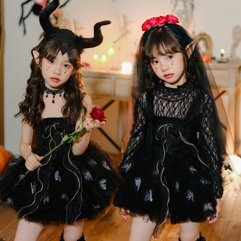 Halloween children's costume catwalk children's costume ghost bride girl witch butterfly elf dress