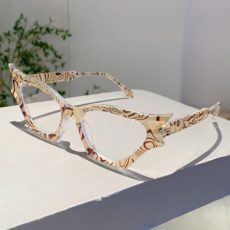 

KAMMPT Irregular Cat Eye Glasses Women New Vintage Blue Light Blocking Eyewear Trendy Brand Designer Non-prescription Eyeglasses