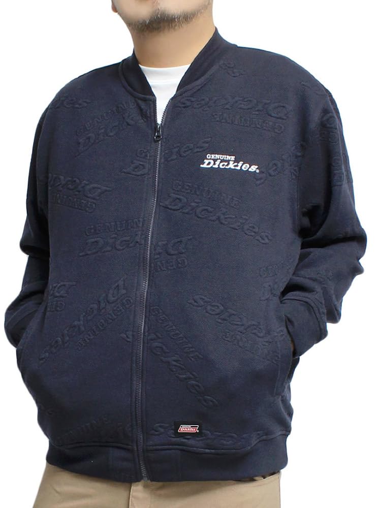 Genuine Dickies Men's MA-1 Blouson, Lightweight, Puffed Jacquard Sweat Jacket, Size 3L, Navy (67)