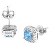 S925 Silver Square Blue Zircon Stud Earrings - Trendy Hip Hop Jewelry for Men & Women