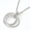 [Your and My Jewelry Box] WG-type Sterling Silver 925 Circle Motif Cubic Zirconia Diamond Triple Strand Necklace [Gift Wrapped] (Silver)