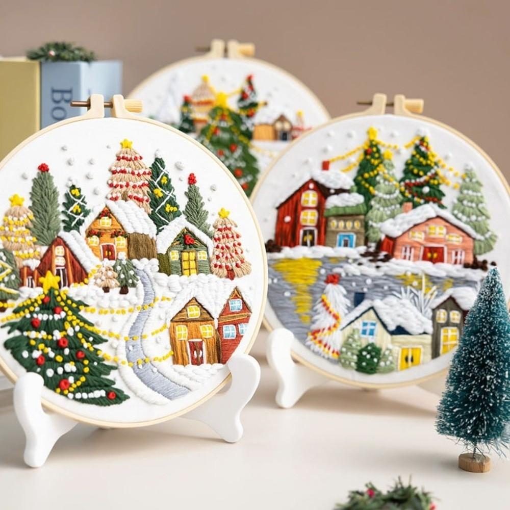 Santa Claus Christmas Embroidery Kit Handmade DIY Embroidery Kit Xmas Embroidery Craft Set  Indoor
