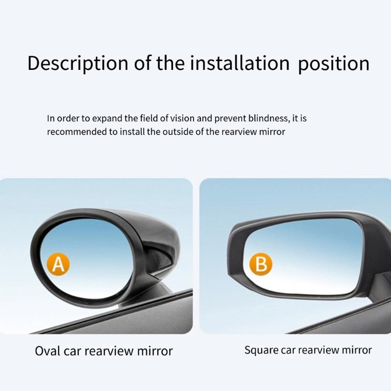 2pcs Suction Cup Type Blind Spots Mirrors 2inch Round Glass Convex Mirror Side Rear View Mirror for Car SUV Automotive
