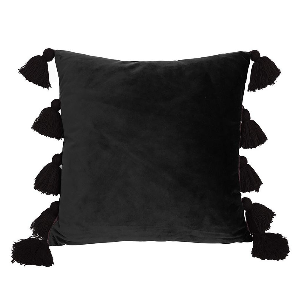 Comfortable Velvets Throw Pillowcase with Fringes Detail Bohemian Cushions Cover for Bed and Chair