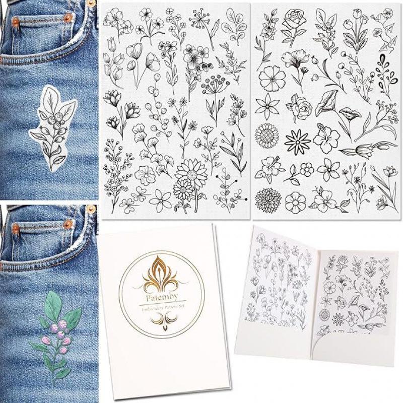Floral Water-Soluble Non-Woven Fabric Adhesive Embroidery Stabilizer (2 Sheets)