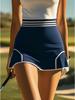 White and Blue Sleeveless Polo Shirt and Shorts Set with Elastic Lycra