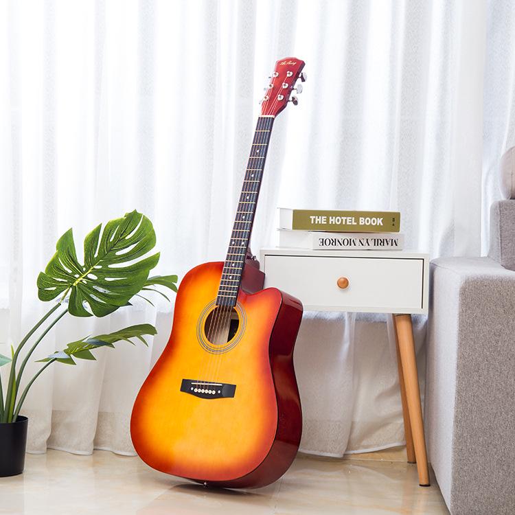 41" Round Cutaway Folk Guitar - All Linden Wood