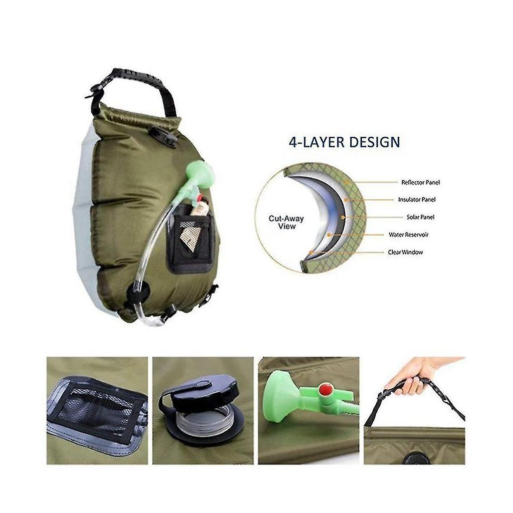 Outdoor Solar Bag Portable Shower Bag 20l Camping Bath Water Bag 19.7x18.5cm