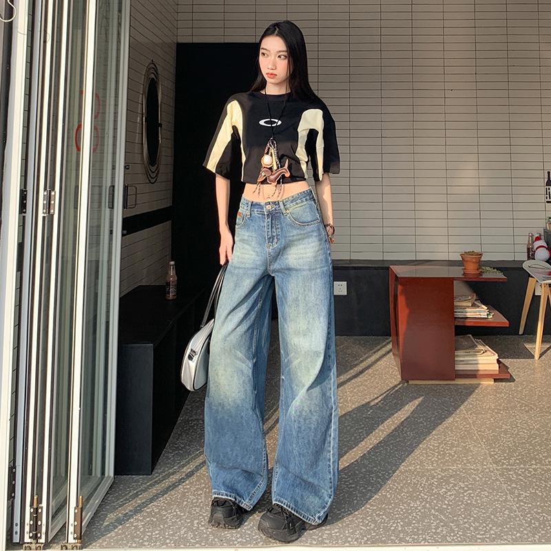 2025 Spring American Retro High Waist Wide Leg Jeans for Women - Spicy Girl